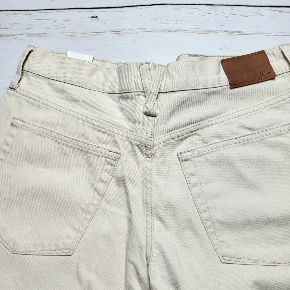J Crew Slouchy Boyfriend Jeans Straight Leg Ecru White Cream Cotton Slouch 28
